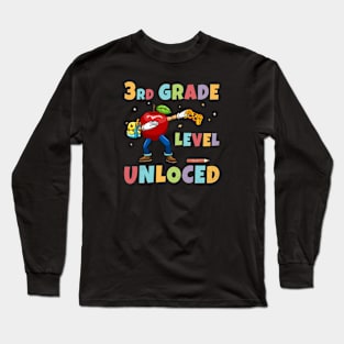 3rd Grade Unlocked Gamer 1st Day Of School Dabbing Apple Long Sleeve T-Shirt